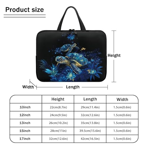 10 Inch Blue Turtles Laptop Bag Sleeve, Protective Computer Case Bag, Tablet Carrying Cover with Handle, Zipper Business Travel Handbag Shoulder Bag, Gifts for Women Ladies - color: Blue Turtles, size: 10 Inch