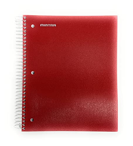 Mintra Office Durable Spiral Notebooks, 5 Subject (Chili Oil, Wide Ruled 1pk) - color: Chili Oil, size: Wide Ruled 1pk