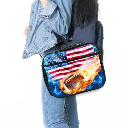 Football American Flag Lunch Box Insulated Reusable Lunch Bag Tote Cooler for Women Men Boy Girl School Work Office Picnic - color: Football American Flag