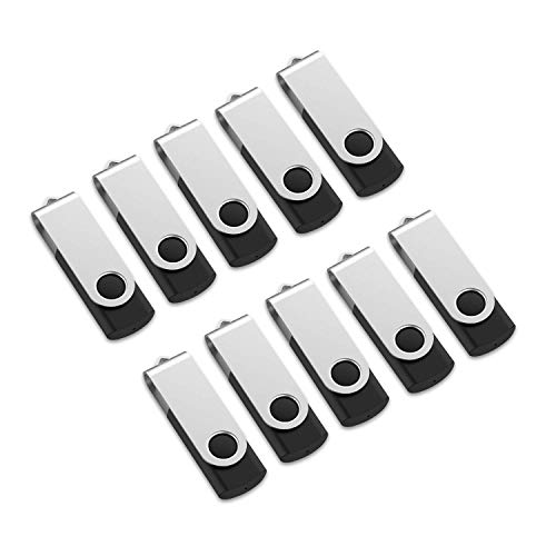 Aiibe 4GB Flash Drive Bulk 4GB USB Flash Drive Thumb Drives 10 Pack USB 2.0 Memory Stick Jump Drive Zip Drives Swivel Keychain Design (Black) - color: 10PCS Black, size: 4GB