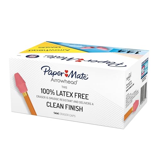Paper Mate Arrowhead Pink Pearl Cap Erasers, 144 Count - Back to School, Classroom, Homeschool, Teacher Supplies