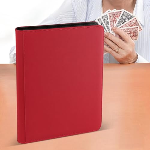 12 Pocket Ringless Side Loading Trading Card Binder, 720 Cards PU Fixed Page Zipper Card Album for TCG Sports Game Cards, Not Fit Top Loaders (Red) - color: 12 Pocket 720 Diamond Red