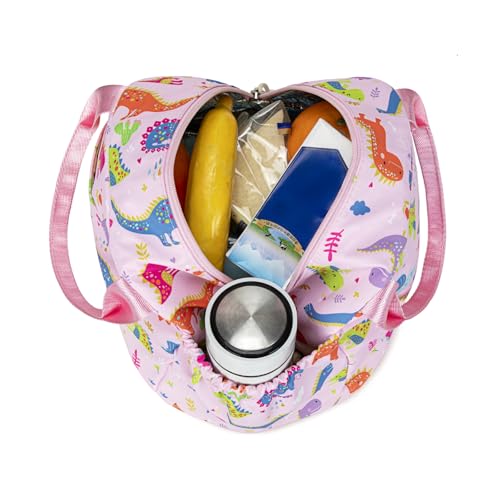 CAMTOP Girls Lunch Box Kids Insulated Lunch Bag Kids Cute Lunchbox for Girls Loncheras Para Niñas - color: Pink Dinosaur