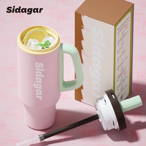 36oz Insulated Tumbler with Handle, Stainless Steel Water Bottle, Leak-Resistant Travel Coffee Mug with Push Button Lid, Cup Holder Friendly for Tea & Daily Use, Pink - color: Sakura Bloom