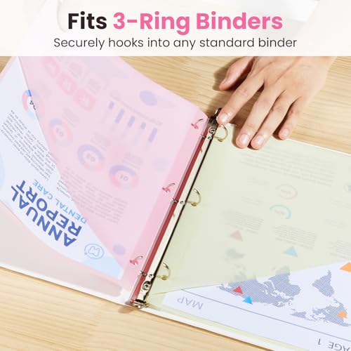 Sooez 8-Tab Binder Dividers with Two Pockets, 8 Tabs Dividers for 3 Ring Binder Organizers, 3-Hole Plastic Sheets Protectors for US Letter Size, School, College, Office Supplies, Pastels, Set of 1 - size: 1 Set