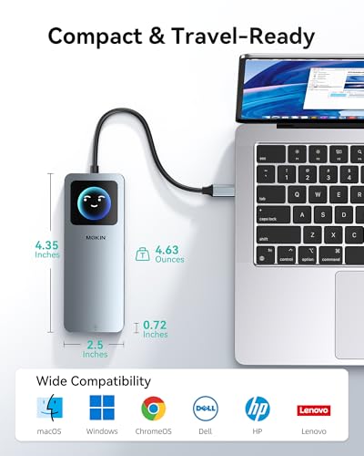 MOKiN LCD USB C Docking Station Dual Monitor, 12 in 1 Laptop Docking Station Dual HDMI with 8K@30Hz, PD 100W, 2500Mbps, 5 * 10Gbps USBA/C 3.1, SD/microSD Card Reader, USB C Adapter for HP/Dell/Lenovo