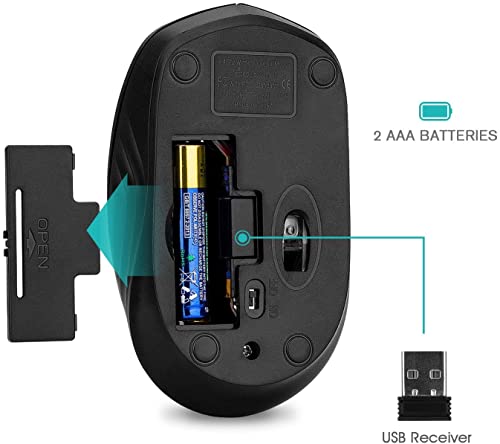Rii Wireless Mouse, 2.4G Portable Computer Mice for PC, Laptop, Windows, Office Included Wireless USB dongle, Black - color: black