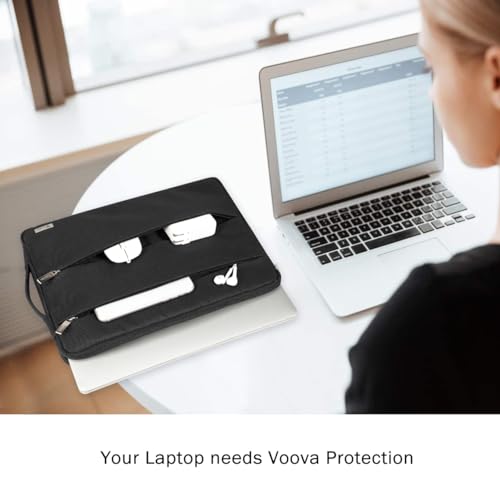 Voova 14 15 Inch Laptop Sleeve Case, Waterproof Computer Bag Cover Compatible with MacBook Air 15 M2/M3/M4 2022-2025, MacBook Pro 15, Hp chromebook 14, 14-15” Dell Lenovo Acer Asus, Black - color: Black, size: 14-15 Inch