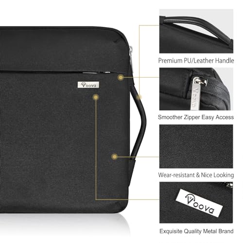 Voova Laptop Sleeve Case 13 13.6 Inch with Handle, 360°Protective Waterproof Slim Computer Bag Cover Compatible with MacBook Air 13 M1/M2/M3/M4 2020-2024, MacBook Pro 13, IPad Air/Pro 13, Black - color: Black, size: 12.6-13.6 Inch