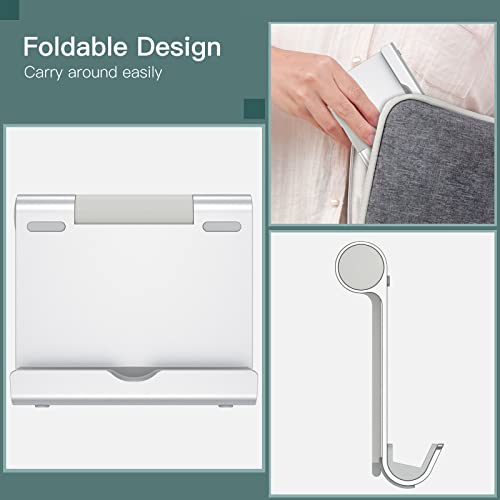 JETech Foldable Tablet Stand for 4-11" Tablets and Phones, Silver | Adjustable Portable Desktop Holder, Foldable Dock for iPad/iPad Pro/Air/Mini, Galaxy Tab A8/A7 Lite/A7/S8/S7, Kindle, etc - color: Silver