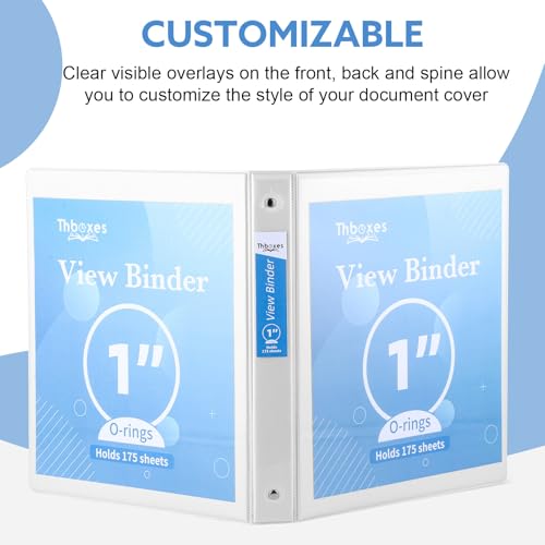 Thboxes 3 Ring Binder, 6 Pack 1 Inch Binder with 2 Interior Pockets & Clear View Overlay, Large Capacity, 1 Inch Binders 3 Ring, Round Ring Binders for Office, School, Home (White) - color: White