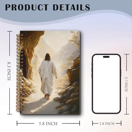 Exqcom Jesus Leaves the Tomb Christian Spiral Notebook, Jesus Resurrection Easter Bible Journal Gifts for Women, Prayer Religious Hardcover Notebook Journal Office School Supplies, 5.5x8.3 - color: white Bible Notebook-W