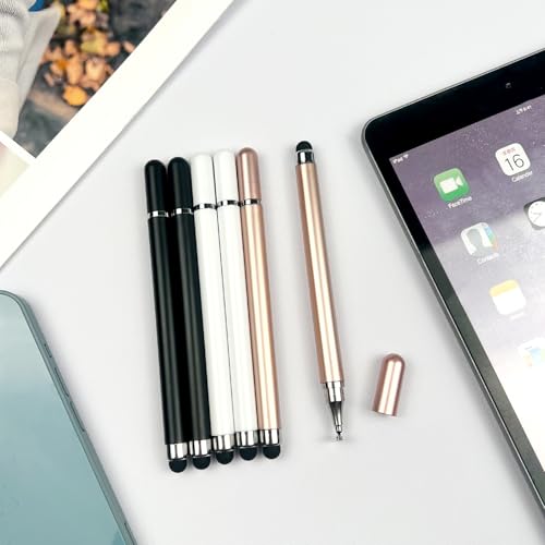 6-Pack 2-in-1 Stylus Pens for Touchscreen Devices – High-Precision, No-Charge Stylus for iPad, iPhone, Samsung & Android Tablets (3 Colors)