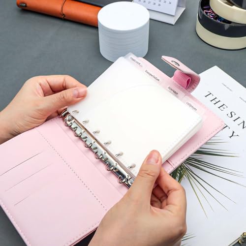 NatSumeBasics 8 Frosted A7 Binder Pocket Dividers 4 Tabs Mini Planner Inserts PP 2 Layer Cash Envelopes for 6 Ring Budgeting Binder Accessories Supplies (Frosted 3.5“) - color: Frosted Pocket Dividers