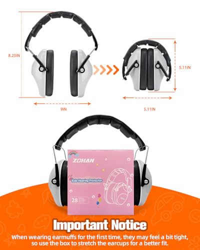 ZOHAN 032 Kids Noise Canceling Headphones - 25dB NRR Kids Ear Protection Earmuffs for School, Monster Jam, Fireworks, Travel, Air Show, Concert, Autism - Grey - color: 1pack - Grey