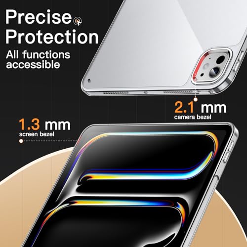 JETech Clear Case for iPad Pro 13-Inch M5/M4 (2025/2024), Anti-Yellowing Transparent Shockproof Slim Tablet Back Cover with Hard PC Back and Soft TPU Bumper - size: iPadPro13(2025/2024)