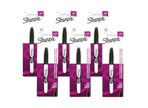Sharpie Rub-A-Dub Laundry Marker, Fine Point, Black, 6 Count
