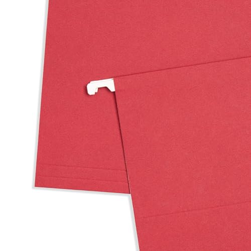 25 Blue Summit Supplies Red Hanging File Folders Letter Size – Durable 11pt Paper, Plastic Tabs and Inserts Included, Fits Standard Filing Cabinets and Desktop Organizers - color: Red