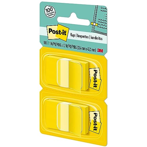 Post-it 680YW2 Standard Page Flags in Dispenser, Yellow, 100 Flags/Dispenser
