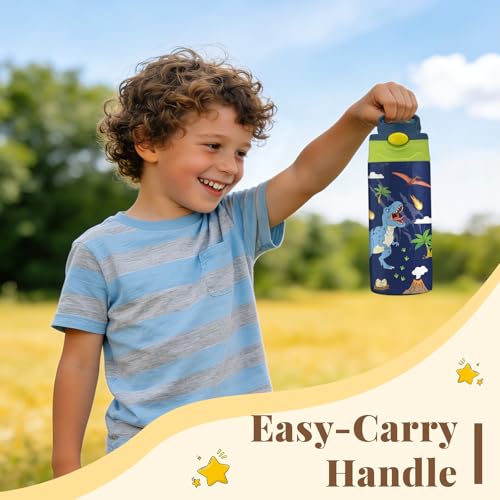Dinosaur Gifts for Boys Girls - 12oz Kids Water Bottle with Straw, Dino Stainless Steel Water Bottle, Insulated, Leak-proof, BPA-free, Pop-up Straw Lid, for School - Children Birthday Gift Cup(1pc) - color: Dinosaur