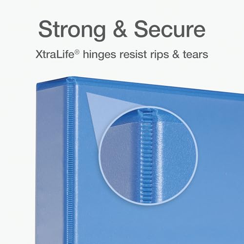 Oxford 1 Inch Binder, Durable 3 Ring 1 Inch with View Cover, XtraLife Hinge, Non-Stick PVC-Free, Blue, 225-Sheet Capacity, Single Binder (1017670) - color: Blue, size: 1 Inch