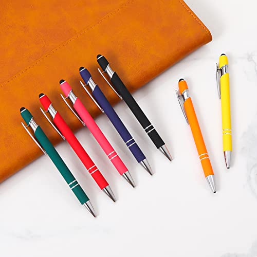 Oddmoal Ballpoint Pen with Stylus Tip, Soft Touch Click Metal Pen, 1.0mm Medium Point, Black Ink, 12 Count(Peach) - color: Peach - 12 Pens
