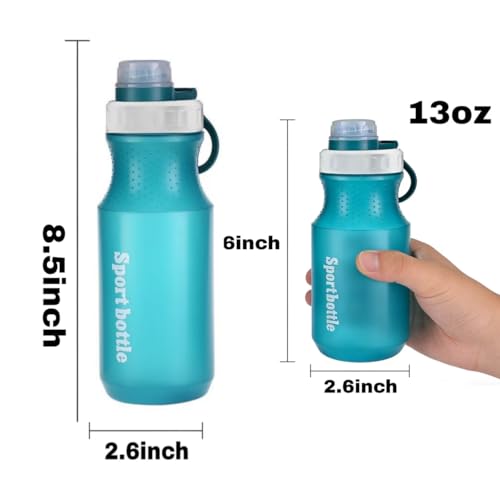 2 PCS Set Plastic Water Bottles, Sports Water Bottles with Leak-Proof Lid, Lightweight Reusable Water Bottles for Running,Gym, School, Travel, BPA Free,Leak Proof (Blue(13oz+20oz) - color: Blue(13oz+20oz)