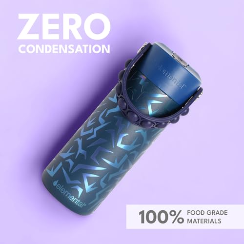 Elemental Insulated Kids Water Bottle, Stainless Steel Water Bottle with Straw Lid & Pop-It Handle, Leak-Proof Water Bottles for School, Boys or Girls, Travelling and Sports, 18oz - Dark Patterns - color: Dark Patterns