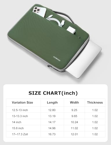 DOMISO 14 inch Laptop Case Sleeve Protective Cover Compatible with 15 inch MacBook Air M4 M3 M2,MacBook Pro,14-15 inch HP Dell ASUS Lenovo Chromebook,Waterproof Computer Cases Bag,Avocado Green - color: Avocado Green, size: 15" for Macbook Air