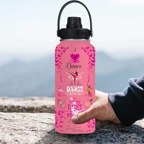 Dancer Water Bottle for Girls Women - 32oz Dance Ballet Stainless Steel Water Bottle - Cute Dancer Insulated Cup - Pink Ballerina Tumbler for Sports, Travel - color: Dancer