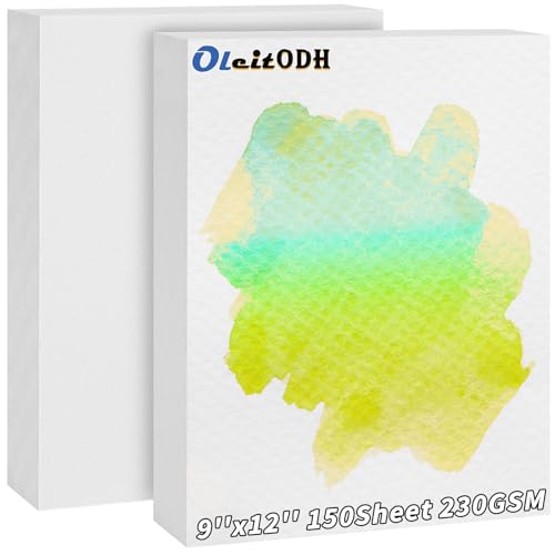 150 Sheets Cotton Watercolor Paper Pad-230GSM Art Paper-9 x 12 inch Painting & Craft Paper, Finger Paints, Watercolor, Tempera, Drawing, Art Room & Home School Crafts - style: 9x12in-110LB/230GSM