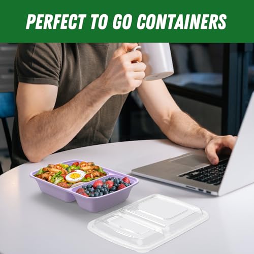 Dealusy 50 Pack (100-Piece) 28 oz Meal Prep Containers Reusable with Lids 2-Compartment, Sturdy Leakproof Food Safe, Microwave Freezer Dishwasher Safe, To Go Take Out Plastic Food Storage, Lilac - color: Lilac