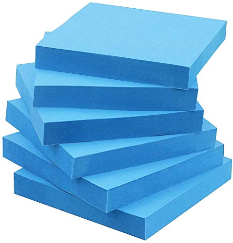 Sticky Notes 3x3 in Self-Stick Notes Blue Color 6 Pads, 100 Sheets/Pad - color: Blue