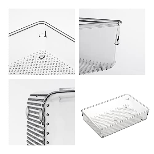 3 Pack Clear Plastic Drawer Organizer Tray Cutlery Utensil Makeups Drawer Silverware Organizers 12" X 6"&12"X3"(9Pack) - size: 9 Pack Mixed Sizes (12"x3", 12"x6") Clear Plastic