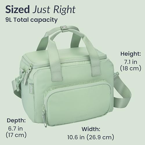 Bentgo Insulated Lunch Bag – Extra-Large Capacity Adult Lunch Bag with Shoulder Strap and External Storage Compartment, Durable, Lightweight, Ideal for Work, School, & Meals On the Go (Clay Green) - color: Clay Green