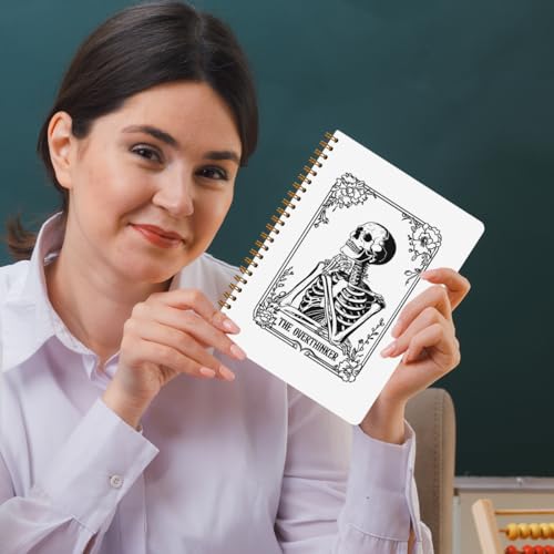 2 Pcs the Overthinker Goth Tarot Spiral Notebook Skull Gothic Tarot Cards Journaling Notebooks Gifts for Women Teacher Friend Teens College Ruled Notebook Journal, Classroom Office Supplies - color: Multi 1326