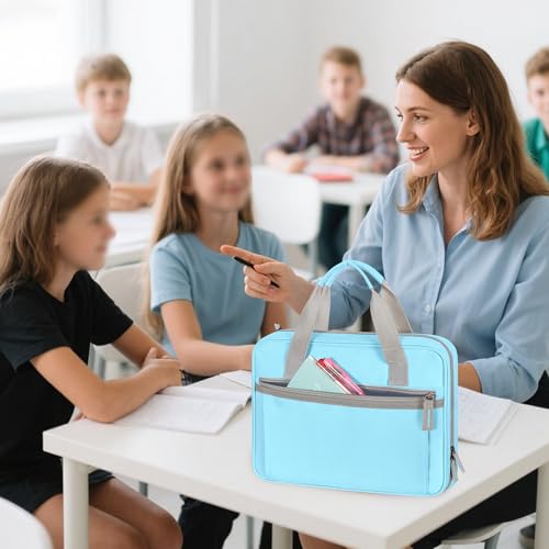 YARWO 2026 Upgraded Zipper Binder with 3 Pencil Pouches, 3 Ring Binder Bag | Small File Organizer, Multi Pockets, Padded Sleeve Fits 13” iPad, ID window, 1.2" O Ring, for School, Office, Work, Blue - color: Blue