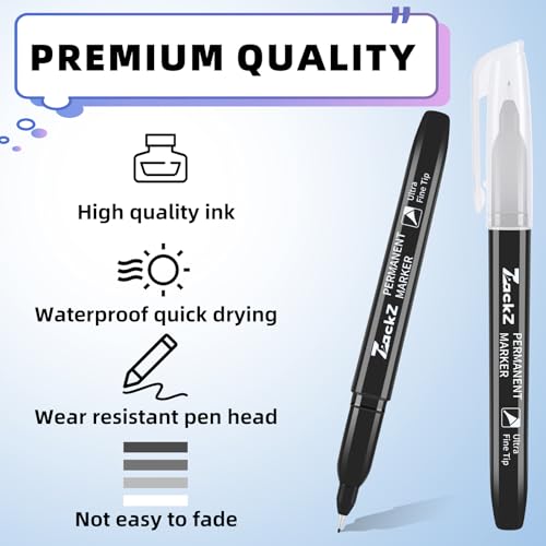Ultra Fine Point Permanent Black Marker, 18 pack Permanent Markers, Permanent Markers Ultra Fine Tip 0.4 mm Tip, Waterproof & Fade-Proof Ink, Quick Drying, Writing on Paper, Plastic, Metal, Glas - size: 1 Count (Pack of 18)