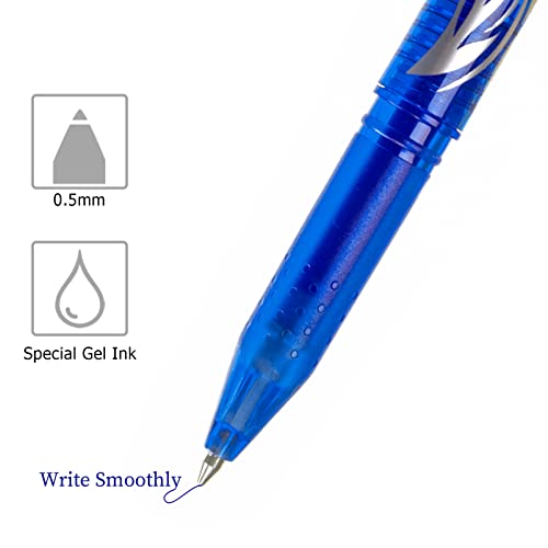 Blue Erasable Gel Pens Fine Point Pen Erasable Gel Ink Pen 0.5mm, Rolling Ball Pens with Eraser,Blue Erasable Pens for Adults Kids Students School Office Stationary Supplies Gifts 8PCS - color: Blue