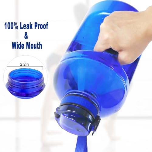 GEMFUL 2 Pack 3 Liter Water Bottle with Straw 101oz BPA-Free Leakproof Water Jug with Time Marker Handle for Gym Fiteness