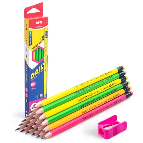 M&G Daily Series 24 Pack HB Pencils, Pre-Sharpened Hexagonal Wood-Cased Pencils with Erasers, 4 Color Barrels, Includes 2 Mini Sharpeners for Writing Drawing and School Office Supplies - color: Daily Series Multicolor, style: HB