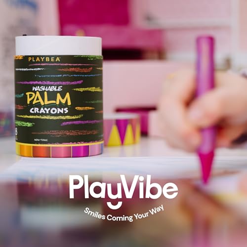 PLAYVIBE Jumbo Crayons - 18 Count, Multicolor, Washable | Washable break-resistant jumbo crayons - easy grip, non-toxic - Use for toddlers & kids, mess-free art