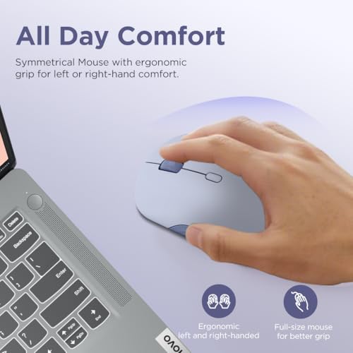 Lenovo 350 Wireless Bluetooth Mouse, Silent Click, 3 Level DPI (1000, 1600, 2400), 36 Month Battery Life, 2 Device Pairing, Meta Grape - color: Meta Grape