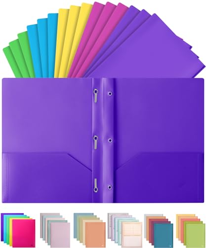 Mr. Pen- Plastic Folders with Pockets and Prongs, 15 Pack, Letter Size | Pocket Folders, Folders with Prongs - color: Bright Colors, size: 15 Pack