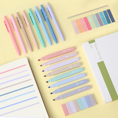 Mr. Pen- Aesthetic Highlighters and Gel Pens, 16 Pack | 200 Sheets Transparent Sticky Tabs, Fine Point 0.7mm - color: Vibrant