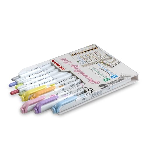 10-Pack Journaling Set - Zebra Pen Mildliner HL (5) & Clickart (5) - style: Premium Journaling Set 12 Pack