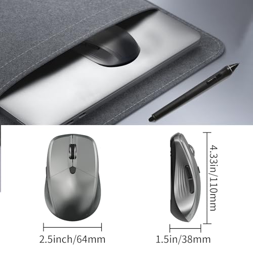 Small Wireless Ergonomic Computer Mouse for Laptop PC Desktop Chromebook | Silent Cordless Mice with Side Buttons, USB Receiver, 1000/1600/2400 DPI, Quiet Click, for Small to Medium-Sized Hands - Grey