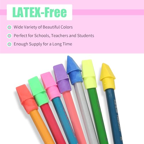 300 Pack Pencil Top Erasers Bulk 10 Colors and Cap Erasers for Pencils for Kids, Students