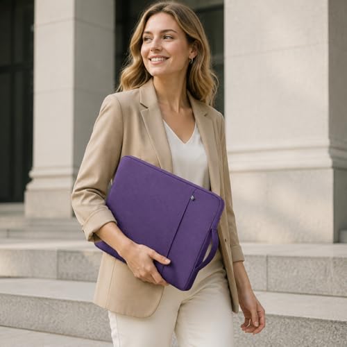 RAINYEAR 15.6 inch Laptop Sleeve Carrying Case with Handle & Pocket, Purple | Protective Padded Polyester Laptop Sleeve Case Briefcase Compatible with 15.6 Inch Notebook Computer Chromebook - color: Purple, size: 15.6"