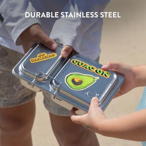 PlanetBox Recycled Shuttle Stainless Steel Lunch Box for Kids and Adults - Replacement Lunchbox Only, Brushed Finish, Sustainable Bento Box - size: 2 Compartments